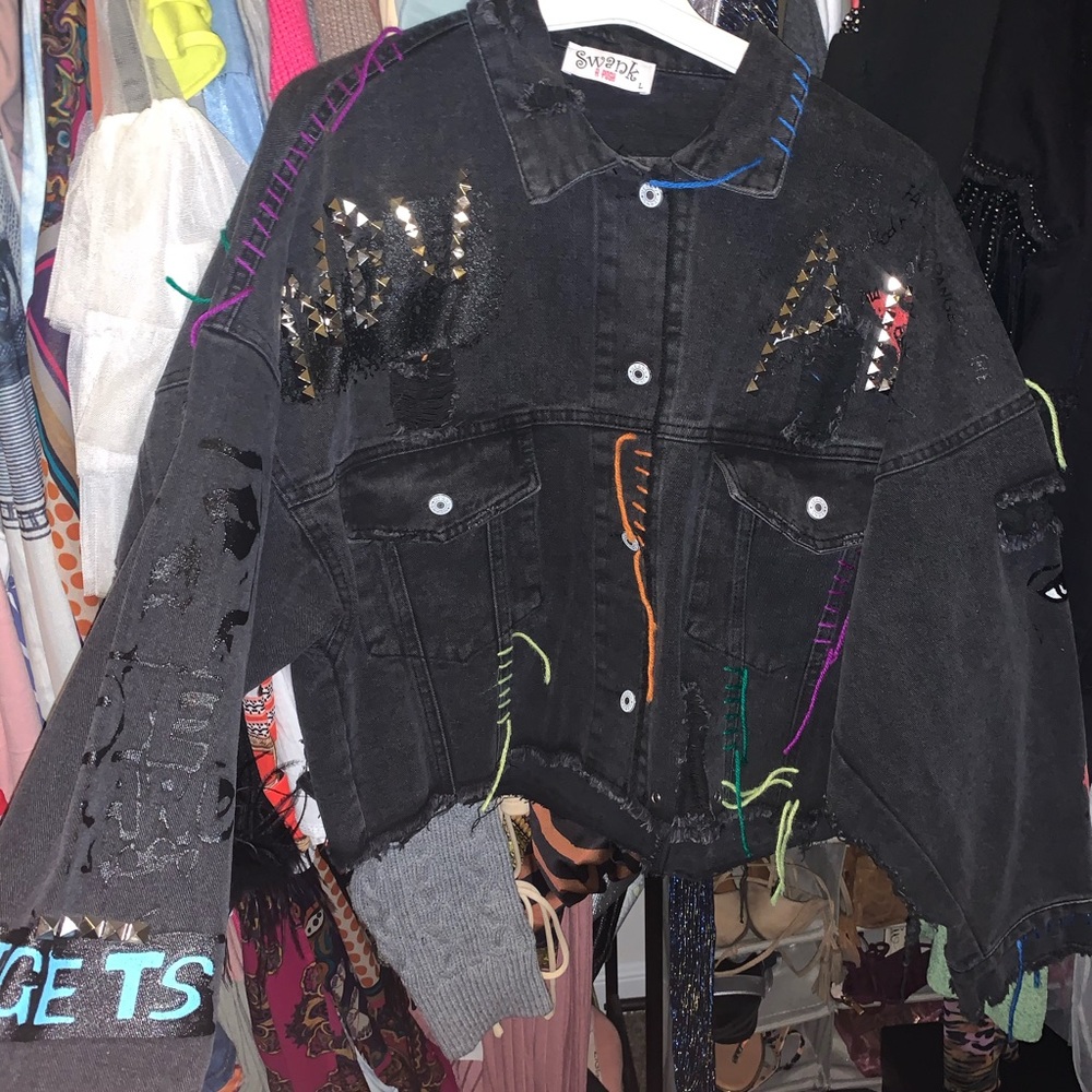 Denim jacket with multi colors